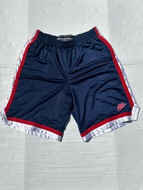 Nike Navy Blue Basketball Shorts with Red & White Trim